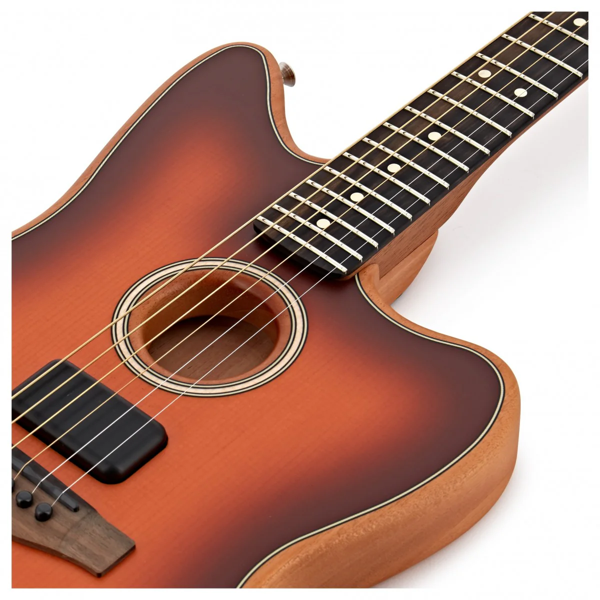 FENDER AMERICAN ACOUSTASONIC JAZZMASTER GUITARRA ELECTROACUSTICA TOBACCO SUNBURST. - Image 11