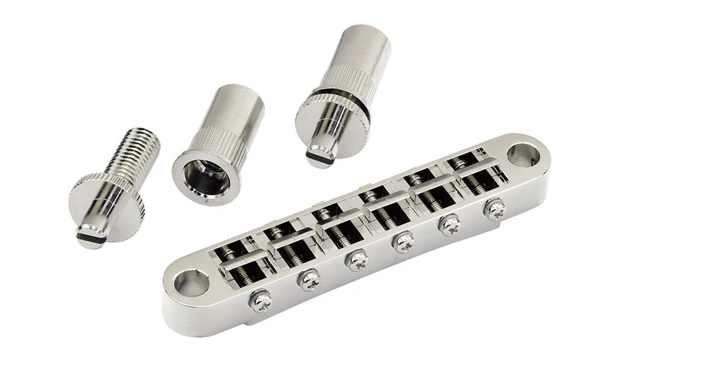 GOTOH GB0525010 TUNEMATIC LARGE MOUNTING HOLES CHROME 2-1/16 STRING 2-29/32 POST SPACING