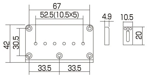 GOTOH SB5115003 NON-TREMOLO BRIDGE WITH STEEL SADDLES BLACK WITH SCREWS 2-1/16 SPACING