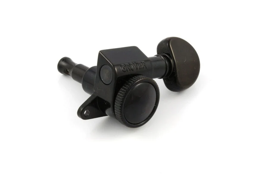 GROVER TK7926003 LOCKING TUNERS 505G6 6-IN-LINE BLACK WITH HARDWARE 18:1 LOCK KNOB ON BACK