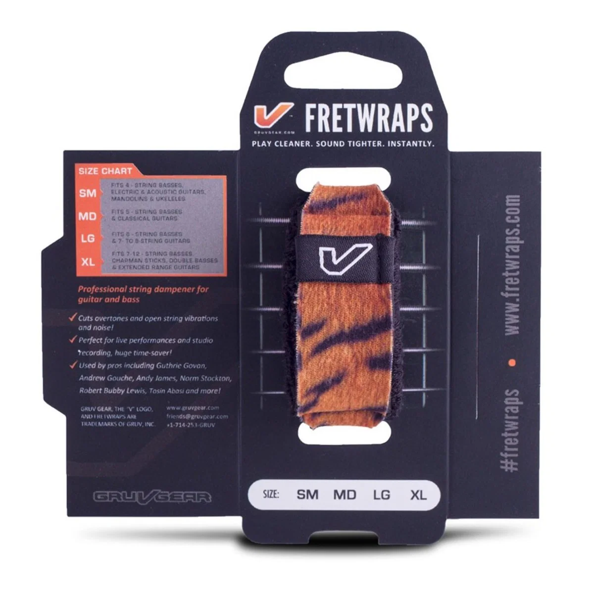 GRUV GEAR FW-1PK-TIG-XL FRETWRAPS WILD TIGER STRING MUTERS EXTRAGRANDE - Image 2