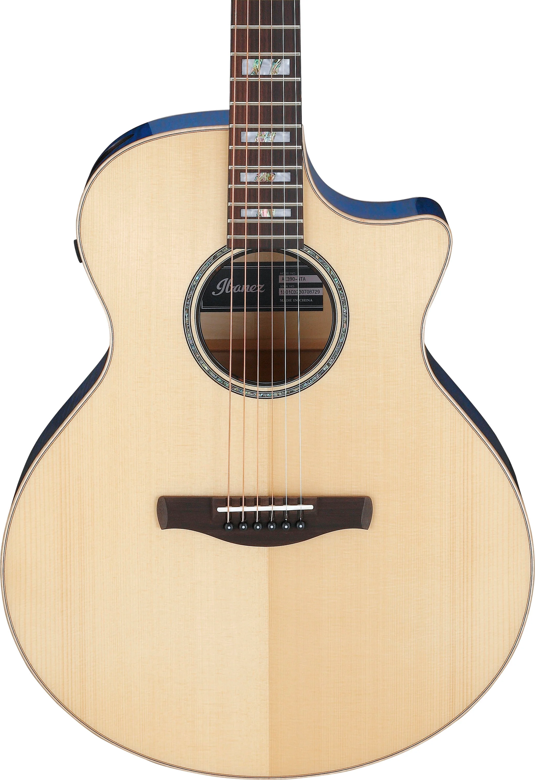 IBANEZ AE390 NTA GUITARRA ELECTROACUSTICA NATURAL AQUA BLUE - Image 4