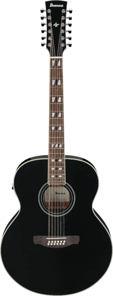 IBANEZ AJ7012M1E BK GUITARRA ELECTROACUSTICA 12 CUERDAS JUMBO BLACK HIGH GLOSS