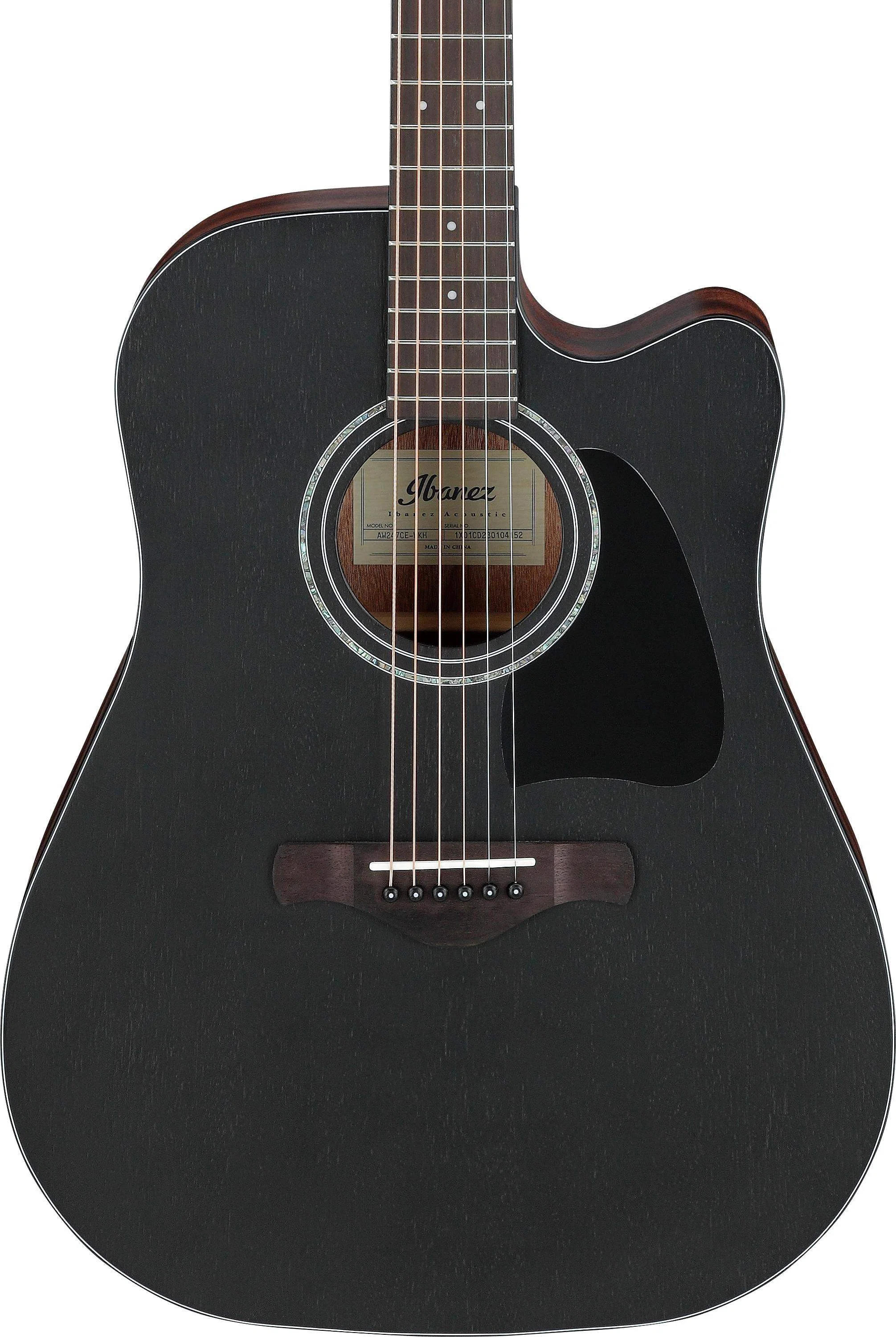 IBANEZ AW247CE WKH GUITARRA ELECTROACUSTICA DREADNOUGHT WEATHERED BLACK OPEN PORE - Image 4