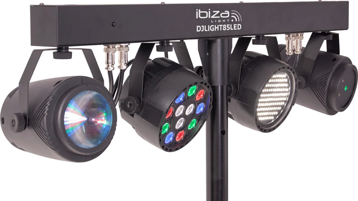 IBIZA LIGHT DJ LIGHT 85 LED PACK ILUMINACION CON PROYECTOR PAR STROBO MOON LASER Y SOPORTE - Image 2