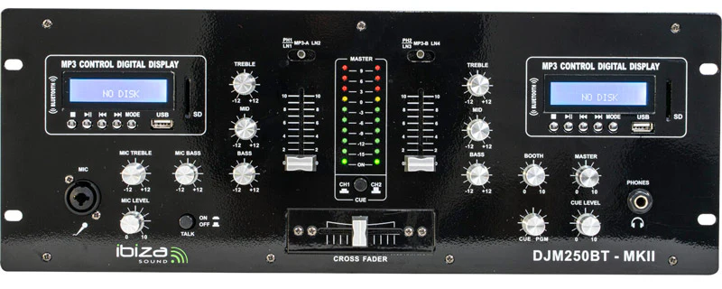 IBIZA SOUND DJM250BT MKII MESA DE MEZCLAS DE 2 CANALES RACK