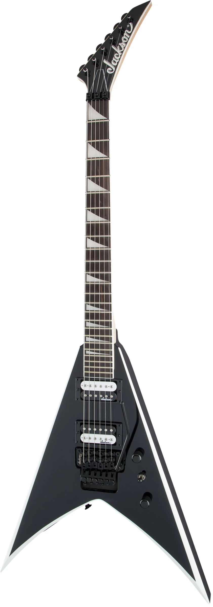 JACKSON JS KING V JS32 AM GUITARRA ELECTRICA BLACK WITH WHITE BEVELS - Image 3