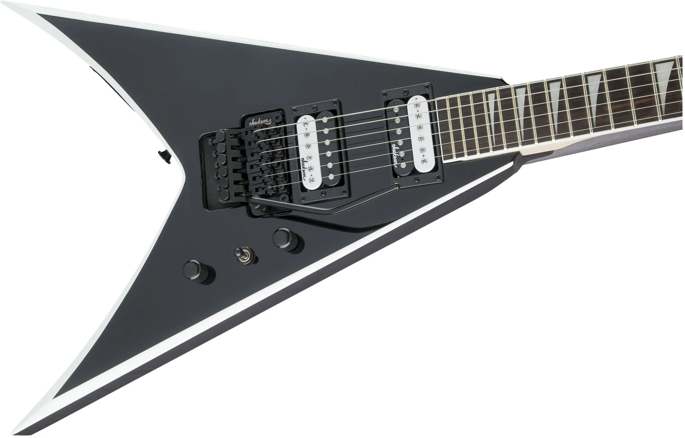 JACKSON JS KING V JS32 AM GUITARRA ELECTRICA BLACK WITH WHITE BEVELS - Image 5