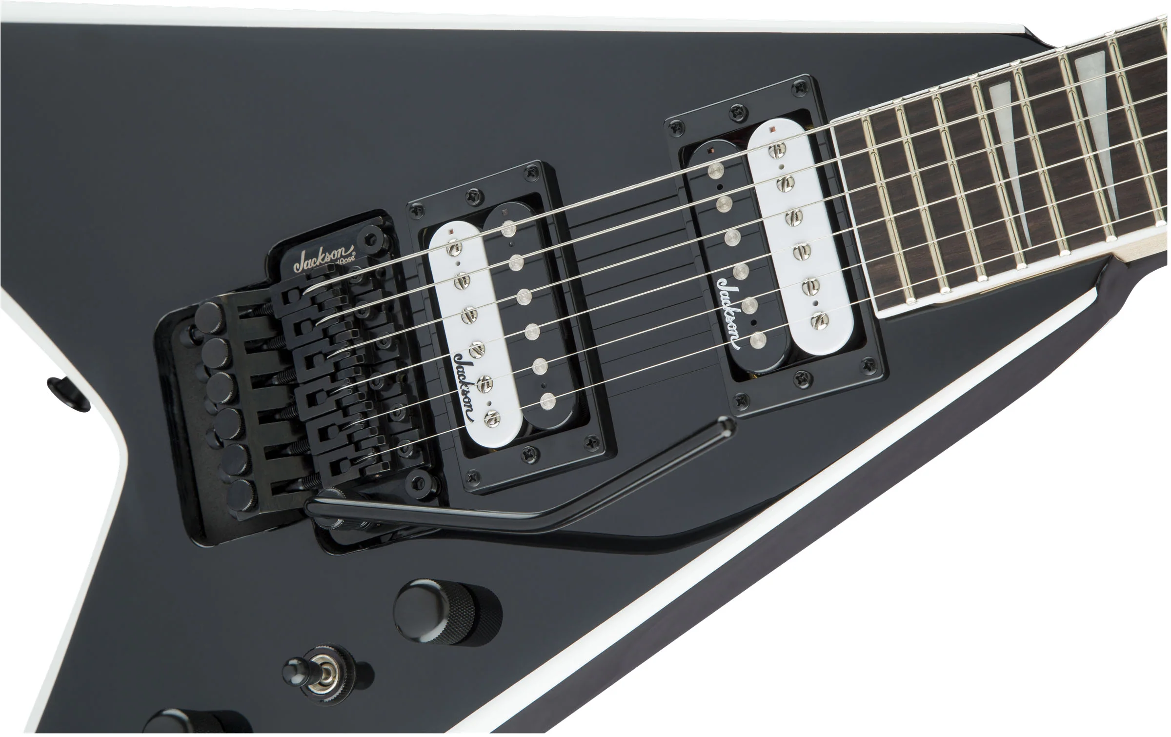 JACKSON JS KING V JS32 AM GUITARRA ELECTRICA BLACK WITH WHITE BEVELS - Image 6