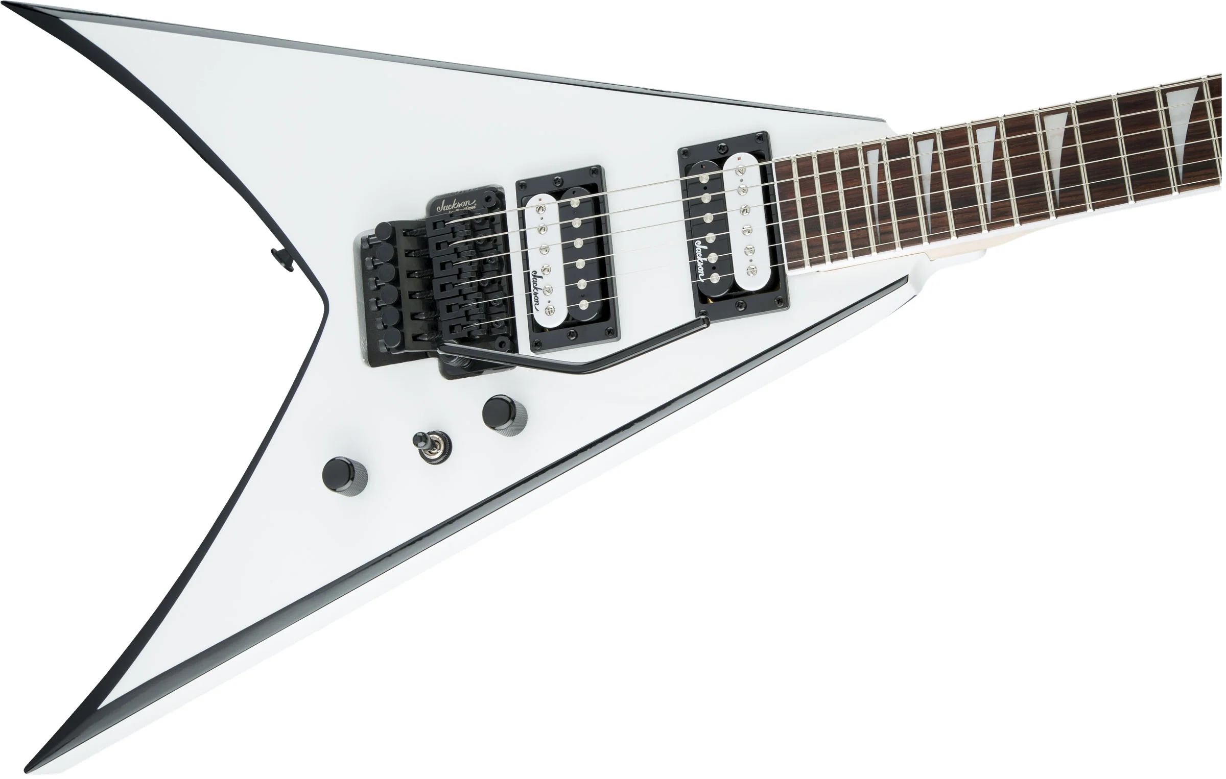 JACKSON JS KING V JS32 AM GUITARRA ELECTRICA WHITE WITH BLACK BEVELS - Image 5