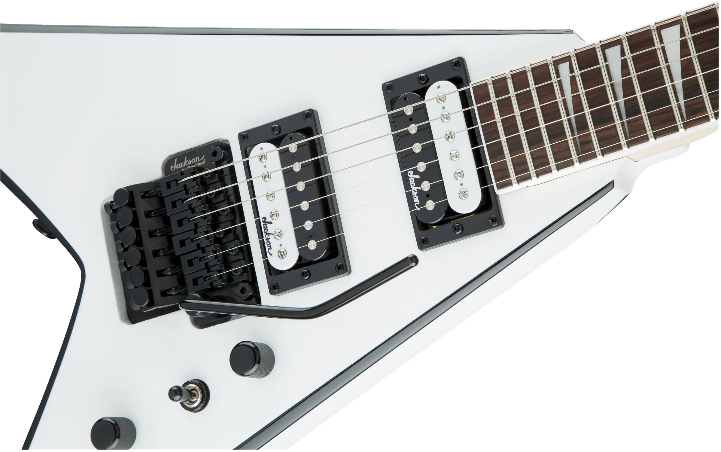 JACKSON JS KING V JS32 AM GUITARRA ELECTRICA WHITE WITH BLACK BEVELS - Image 6