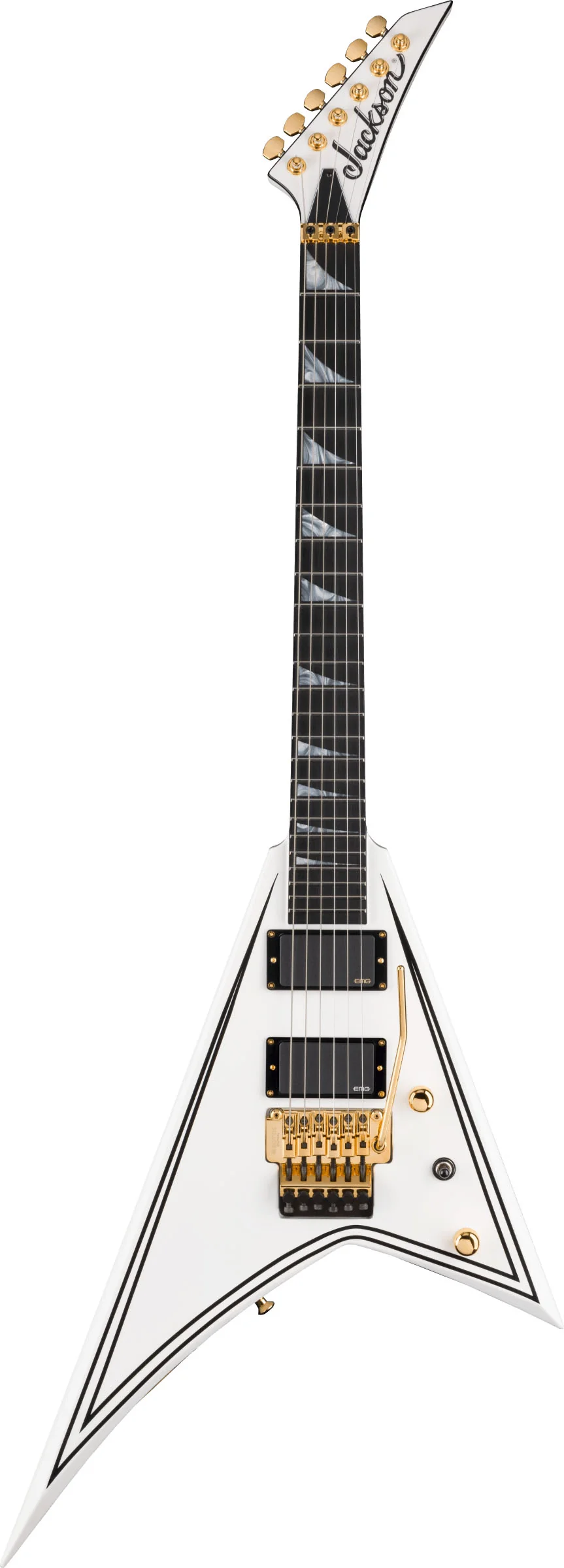 JACKSON RR24MG MJ SERIES RHOADS EB GUITARRA ELECTRICA WHITE WITH BLACK PINSTRIPES