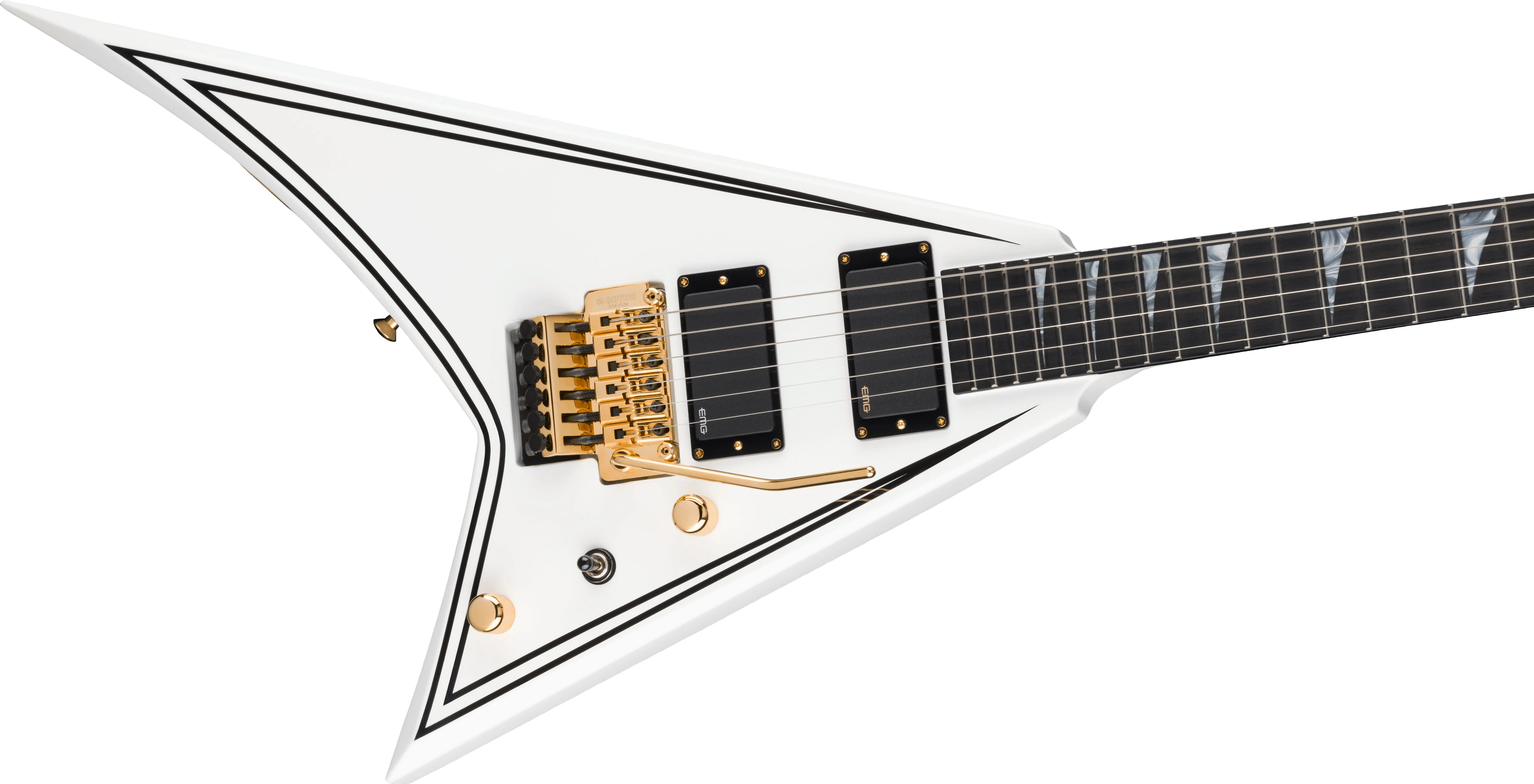 JACKSON RR24MG MJ SERIES RHOADS EB GUITARRA ELECTRICA WHITE WITH BLACK PINSTRIPES - Image 3