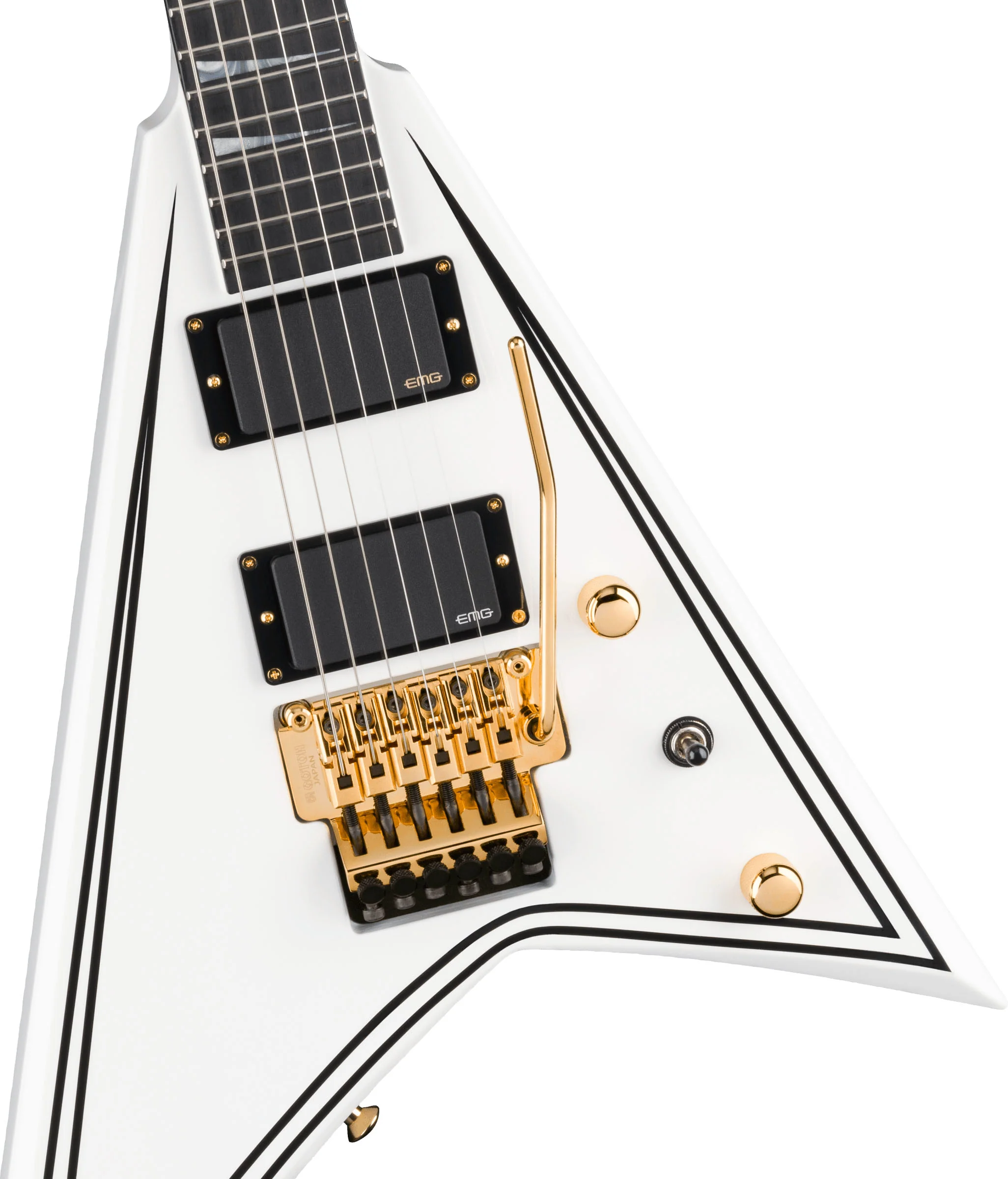 JACKSON RR24MG MJ SERIES RHOADS EB GUITARRA ELECTRICA WHITE WITH BLACK PINSTRIPES - Image 4