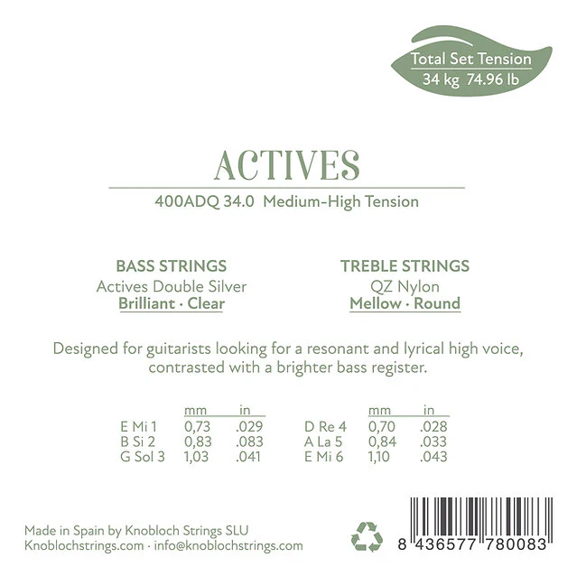 KNOBLOCH 400ADQ ACTIVES QZ NYLON JUEGO DE CUERDAS GUITARRA ESPAÑOLA TENSION MEDIA ALTA. - Image 2