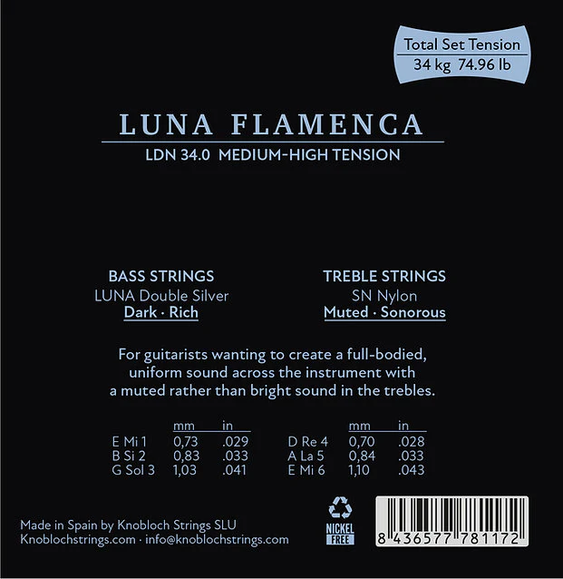 KNOBLOCH LDN34.0 LUNA FLAMENCA SN NYLON JUEGO CUERDAS GUITARRA ESPAÑOLA TENSION MEDIA ALTA. - Image 2