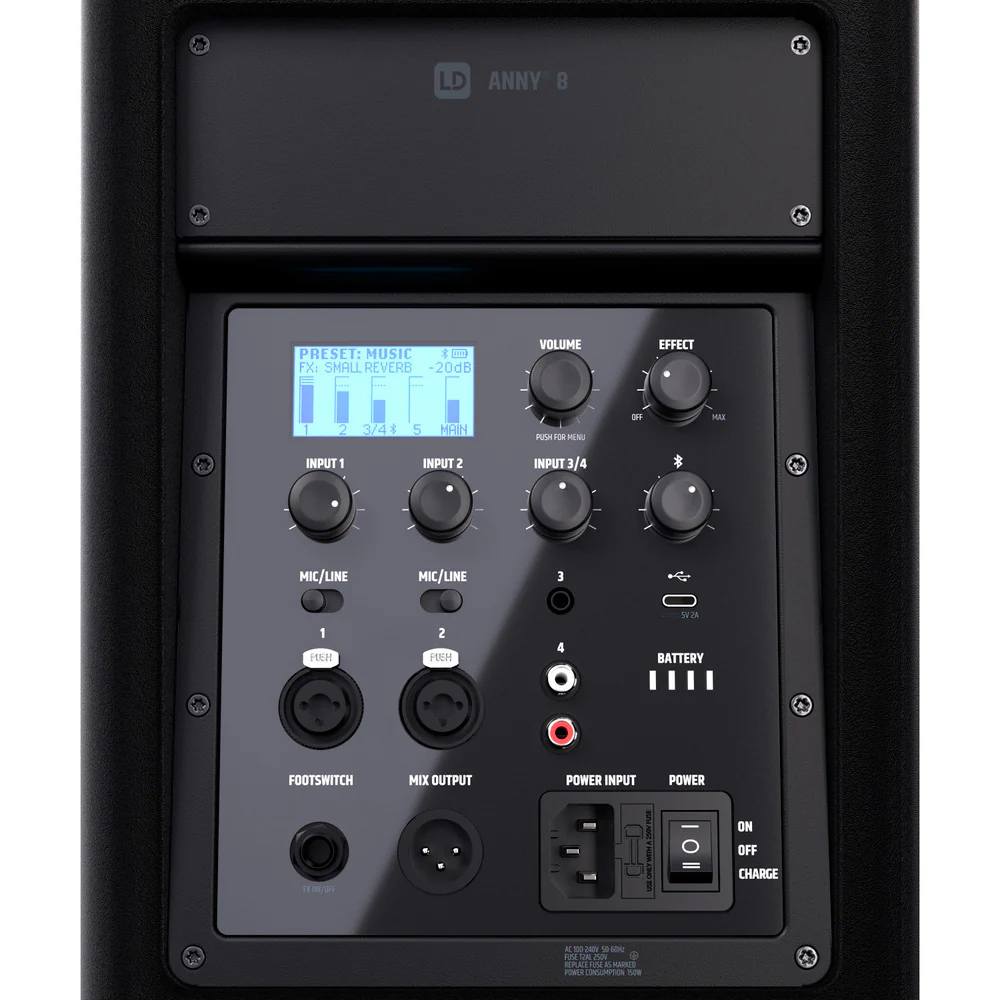 LD SYSTEMS ANNY8 ALTAVOZ PA BLUETOOTH CON MEZCLADOR Y BATERIA STAGE BLACK - Image 4