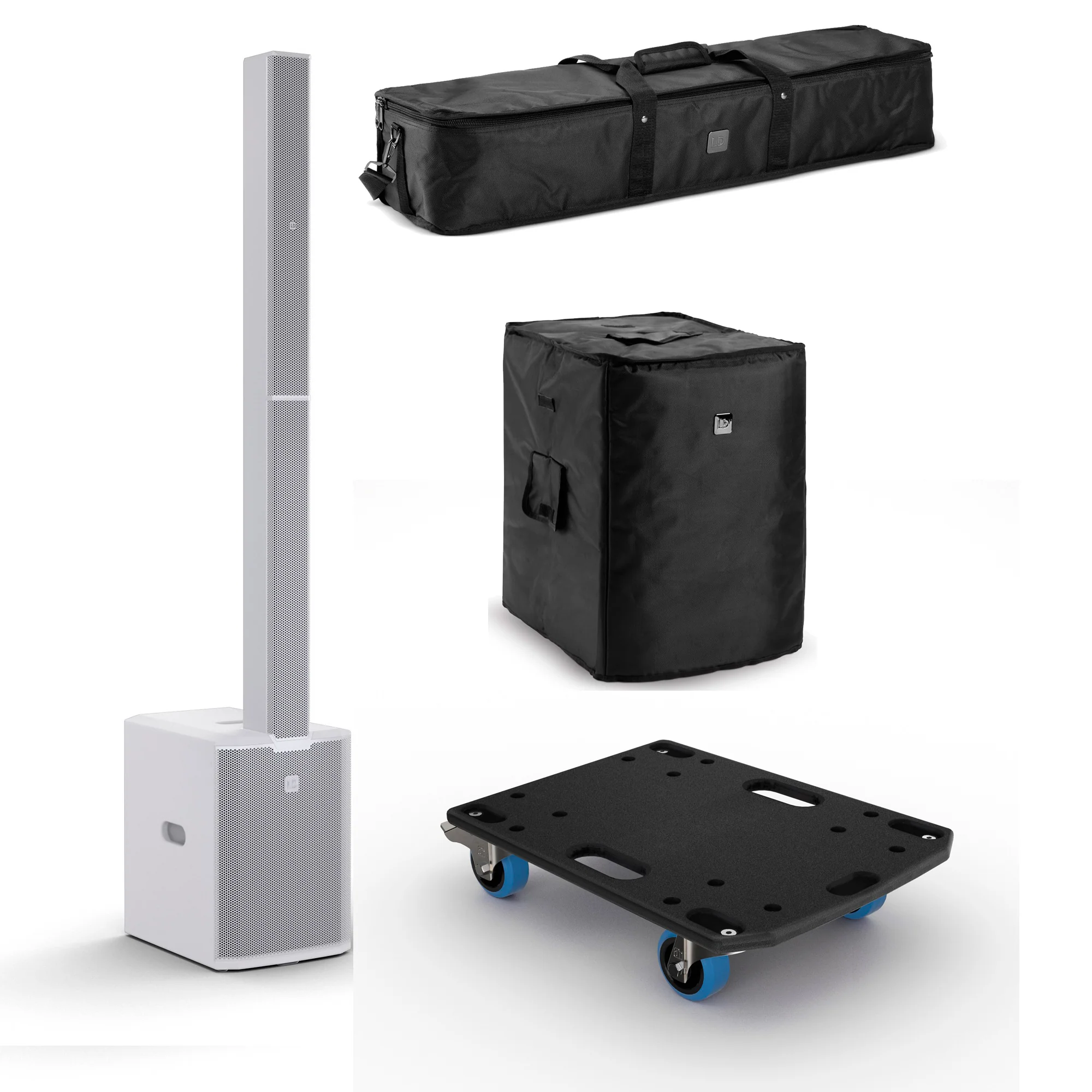 LD SYSTEMS -PACK- MAUI 28 G3 W SISTEMA COMPACTO DE PA ACTIVO BLANCO + FUNDAS Y PLATAFORMA