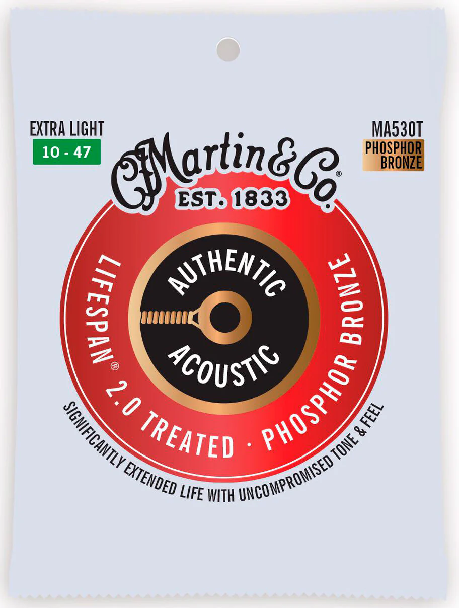 MARTIN MA530T AUTHENTIC LIFESPAN 2.0 PB EXTRA LIGHT JUEGO CUERDAS GUITARRA ACUSTICA 010-047