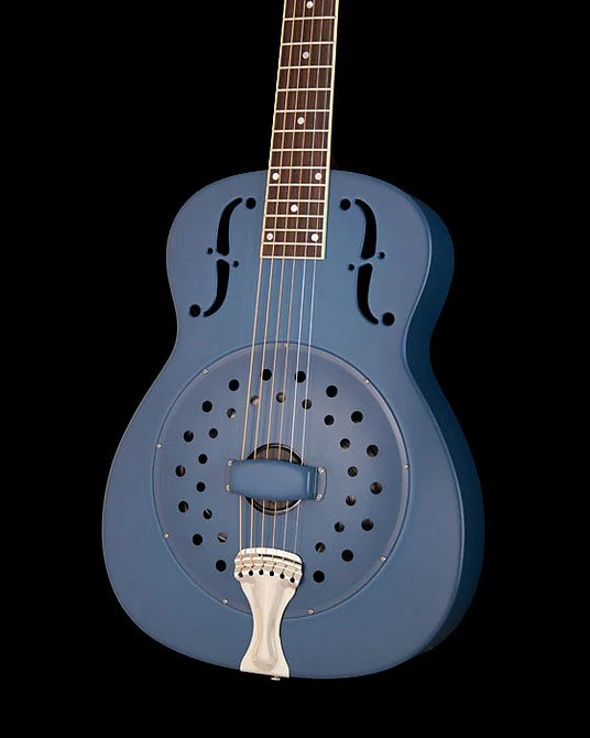 NATIONAL RESOPHONIC COLLEGIAN STEEL SINGLE CONE 14 FRETS GUITARRA RESONADORA GALAXY BLUE