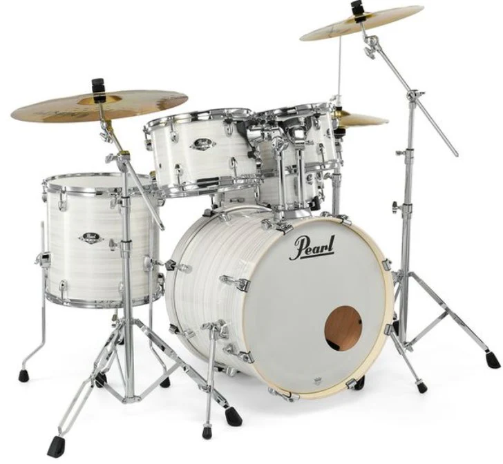 PEARL EXX705NBR C777 EXPORT BATERIA ACUSTICA CON HERRAJES Y PLATOS SLIPSTREAM WHITE