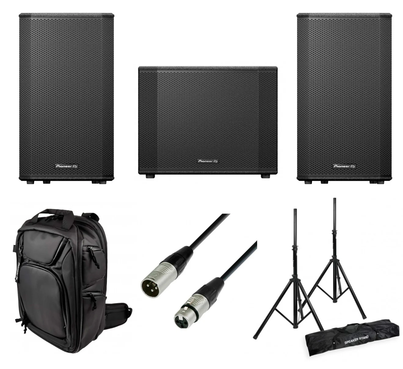 PIONEER DJ -PACK- XPRS122 2 ALTAVOCES ACTIVOS + SUBWOOFER XPRS1152S + FUNDAS Y SOPORTES