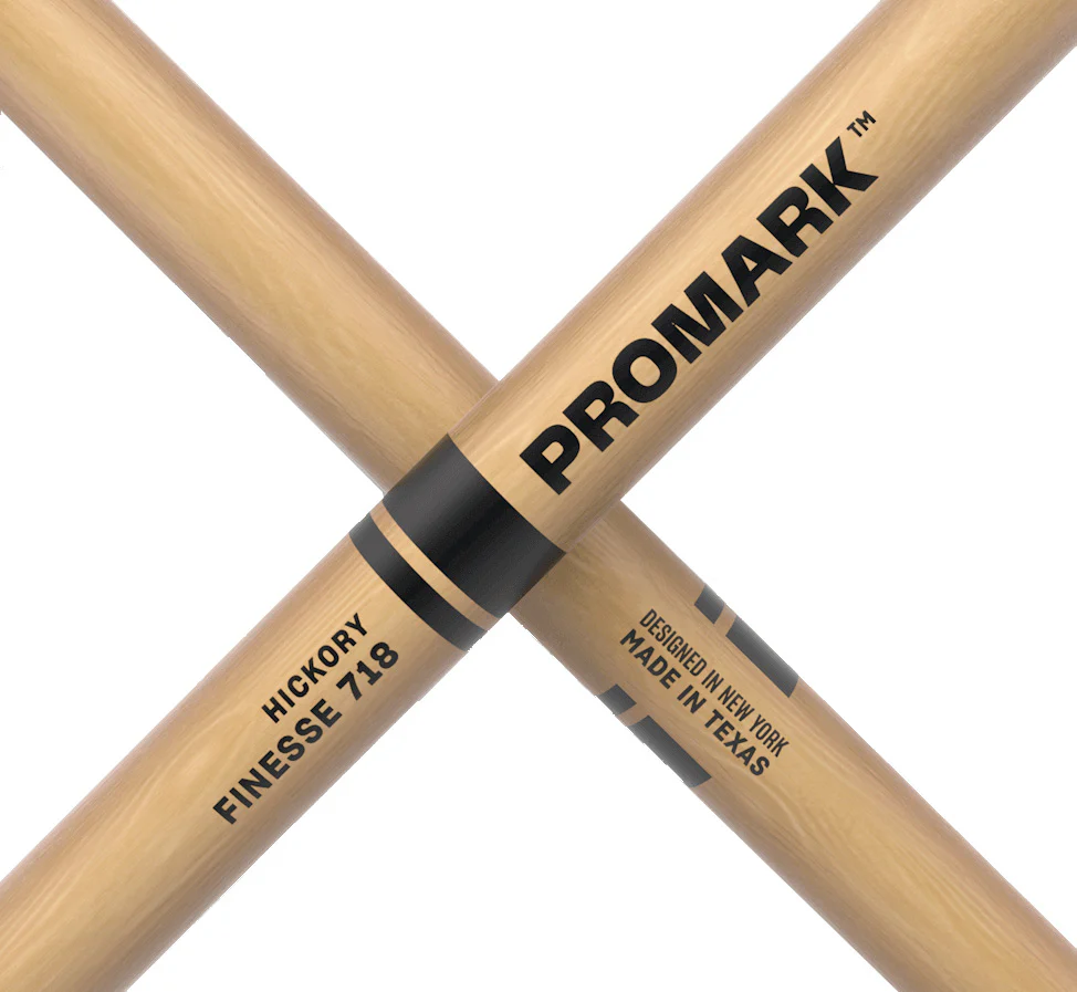 PRO MARK TX718W FINESSE HICKORY SAMLL ROUND PAR BAQUETAS BATERIA - Image 3
