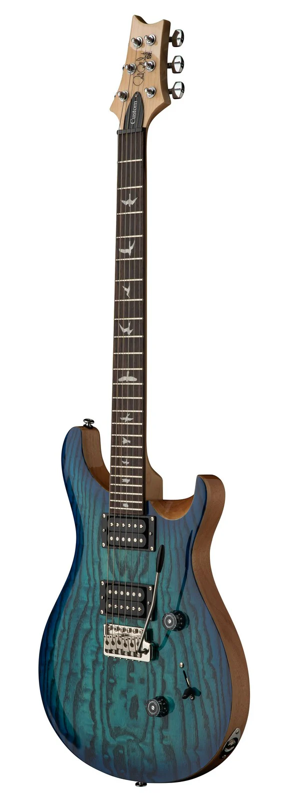 PRS SE EXOTIC CUSTOM 24 BURLED ASH LBNB GUITARRA ELECTRICA LAKE BLUE NATURAL BACK. - Image 2