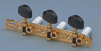 SCHALLER TK79550E2 LYRE CLASSICAL TUNING KEYS GOLD WITH EBONY BUTTONS 16:1 1-3/8 SPACING