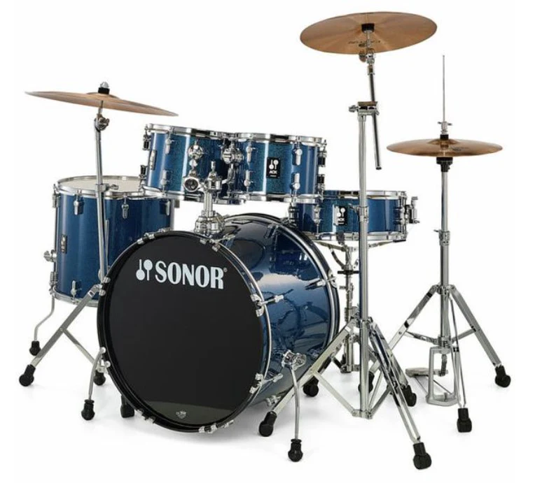 SONOR AQX STAGE SET BOS BATERIA ACUSTICA CON HERRAJES Y PLATOS BLUE OCEAN SPARKLE - Image 3