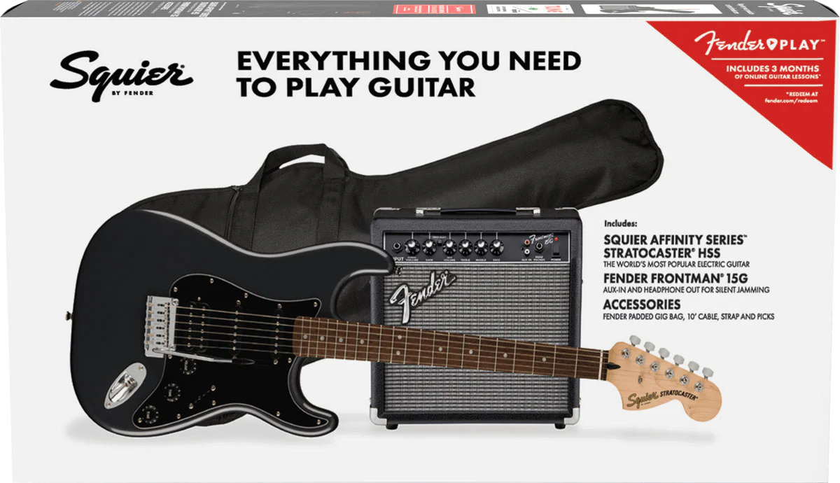 SQUIER AFFINITY PACK STRATOCASTER HSS IL CFM GUITARRA ELECTRICA CHARCOAL FROST METALLIC - Image 9