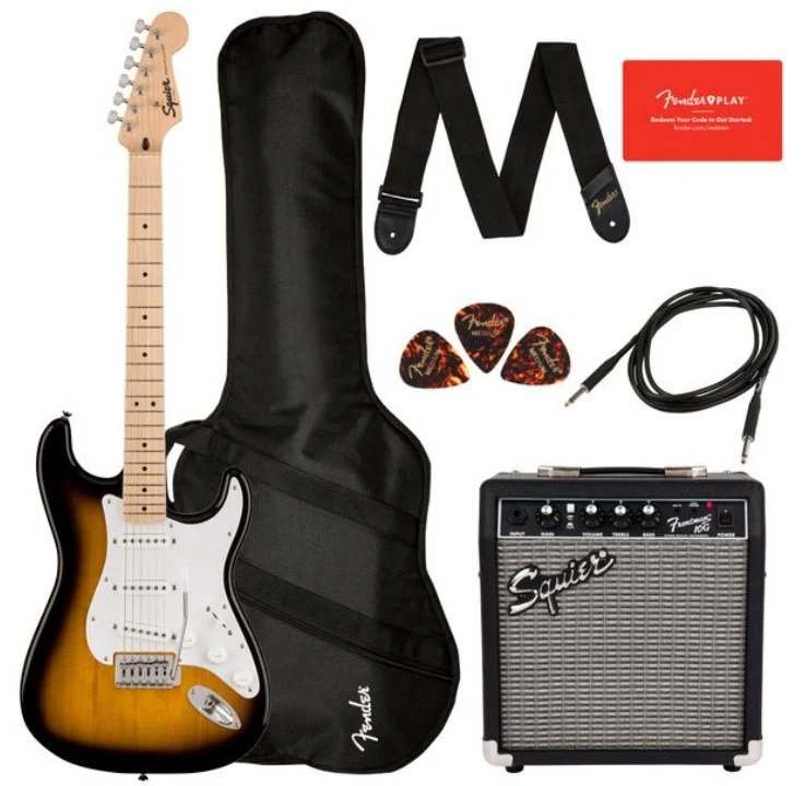 SQUIER SONIC STRATOCASTER PACK MN GUITARRA ELECTRICA 2 COLORES SUNBURST