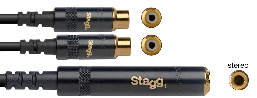 STAGG NYA010 J2CFR CABLE 2 X RCA HEMBRA A JACK HEMBRA 10CM