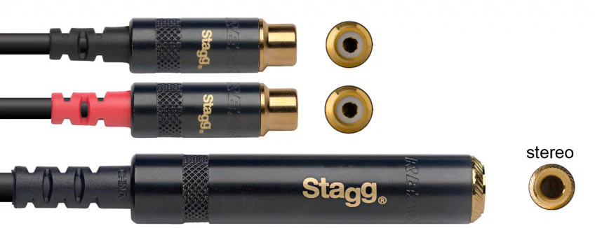 STAGG NYA010 JS2CFR CABLE 2 X RCA HEMBRA A JACK HEMBRA 10CM