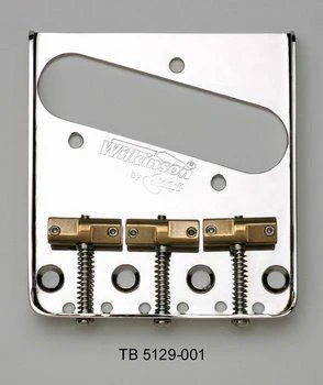 WILKINSON TB5129001 VINTAGE STYLE STEEL BRIDGE FOR TELE STAGGERED SADDLES NICKEL 2-1/8 SPACING