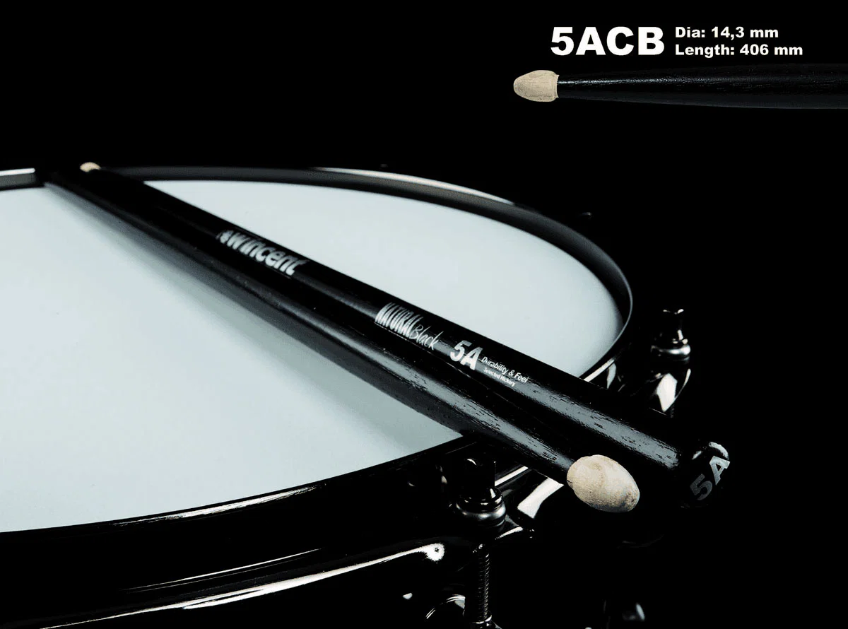 WINCENT W84 HICKORY 5ACB BAQUETAS BATERIA NEGRAS - Image 4