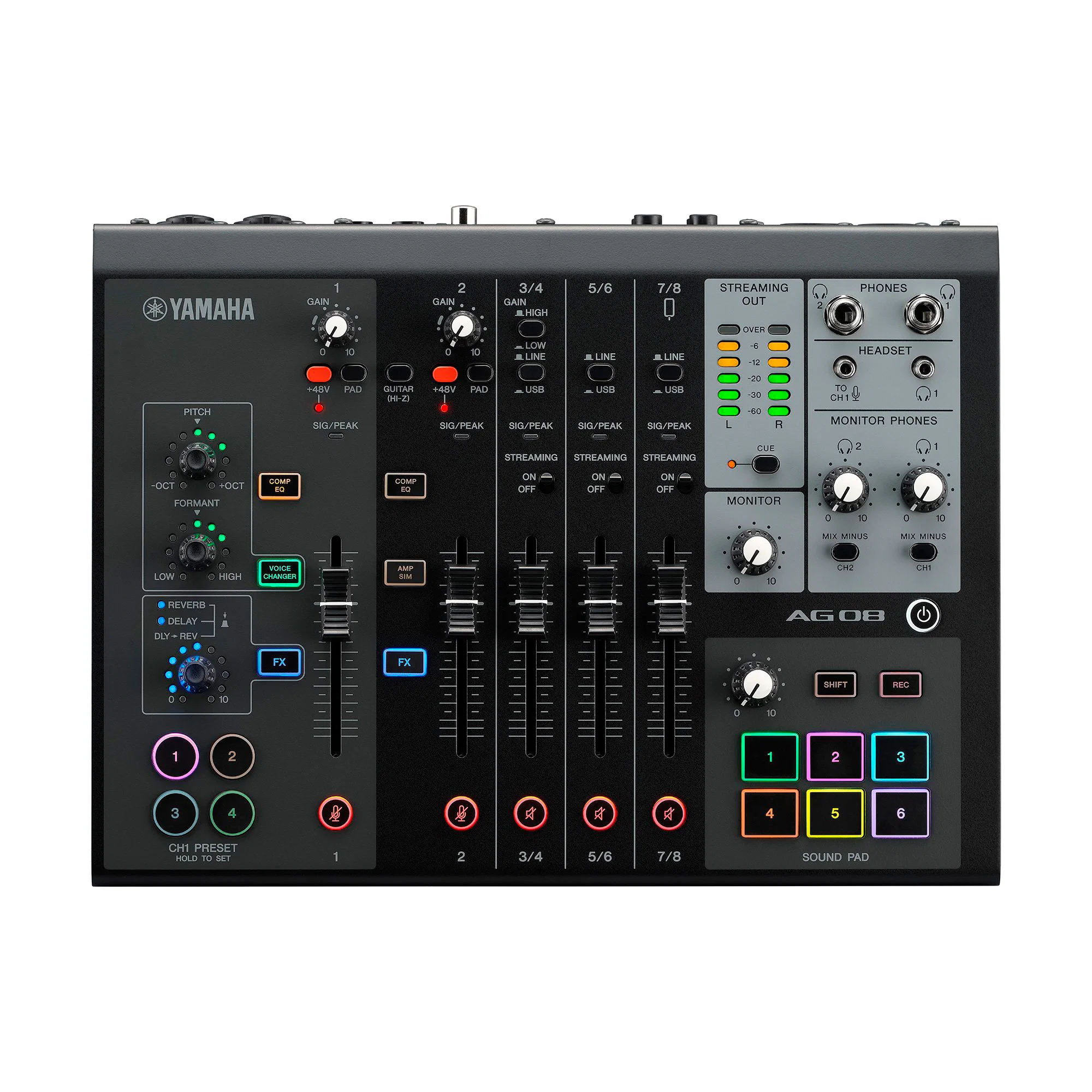 YAMAHA AG08BL MESA DE MEZCLAS PARA STREAMING 8 CANALES NEGRA