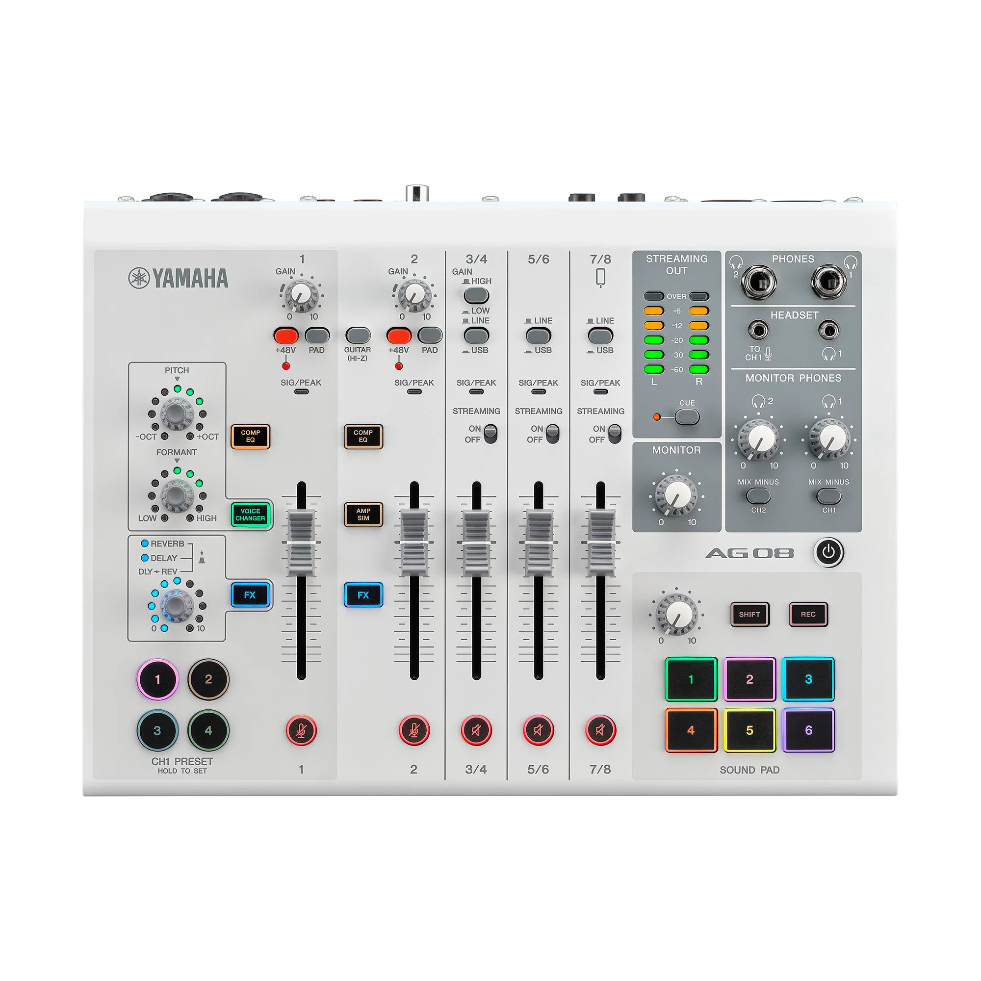 YAMAHA AG08WH MESA DE MEZCLAS PARA STREAMING 8 CANALES BLANCA