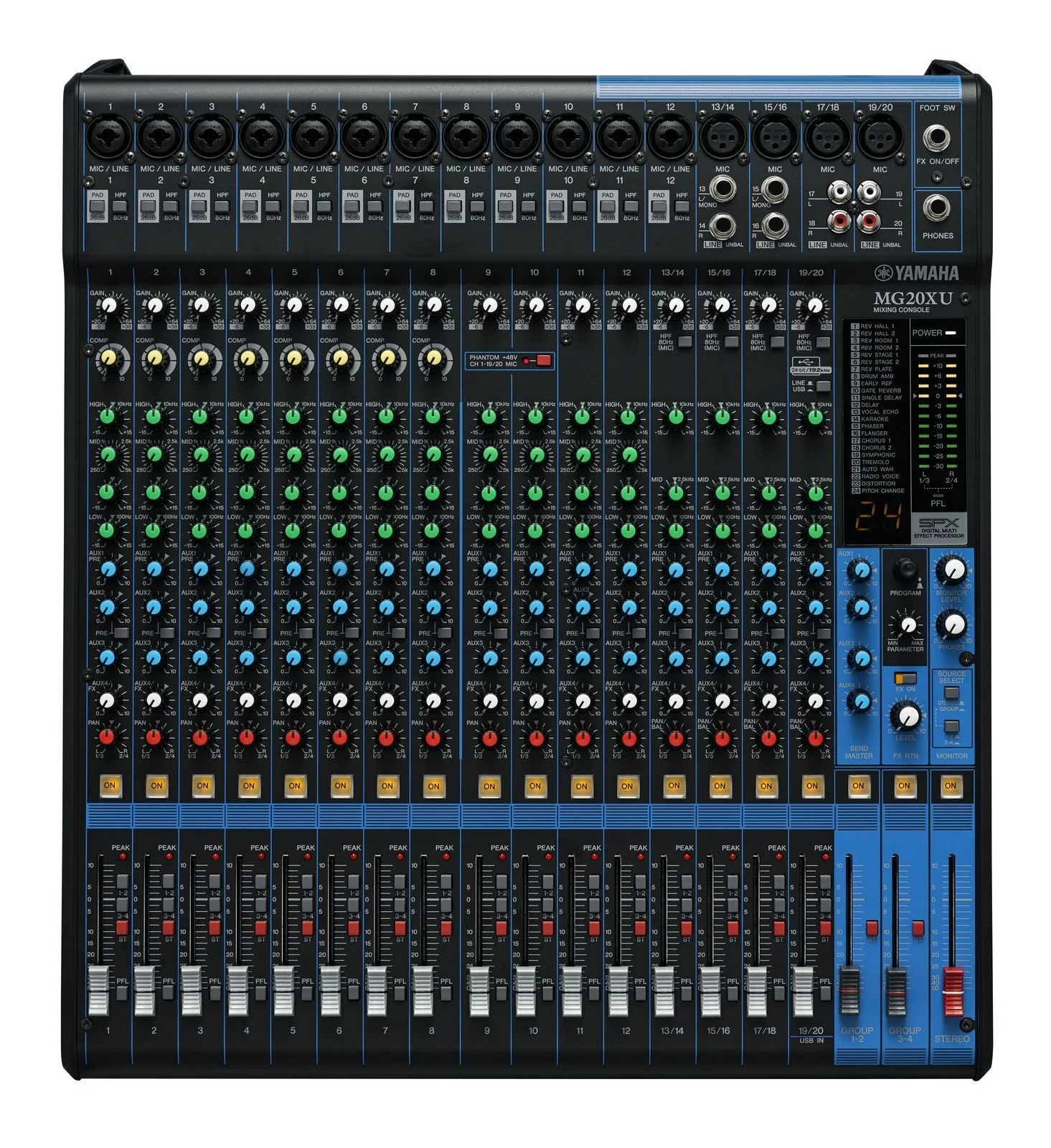 YAMAHA MG20XU MESA DE MEZCLAS ANALOGICA DE 20 CANALES CON EFECTOS Y USB