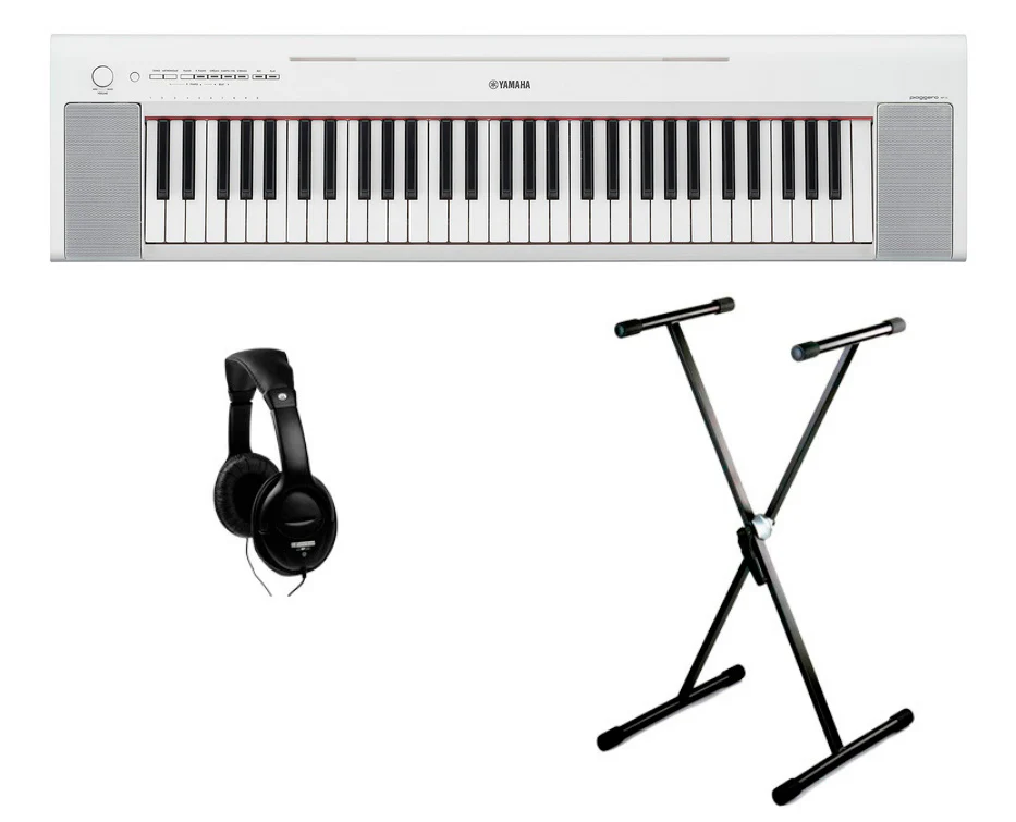 YAMAHA -PACK- NP15WH PIANO DIGITAL PIAGGERO BLANCO + SOPORTE TIJERA Y AURICULARES