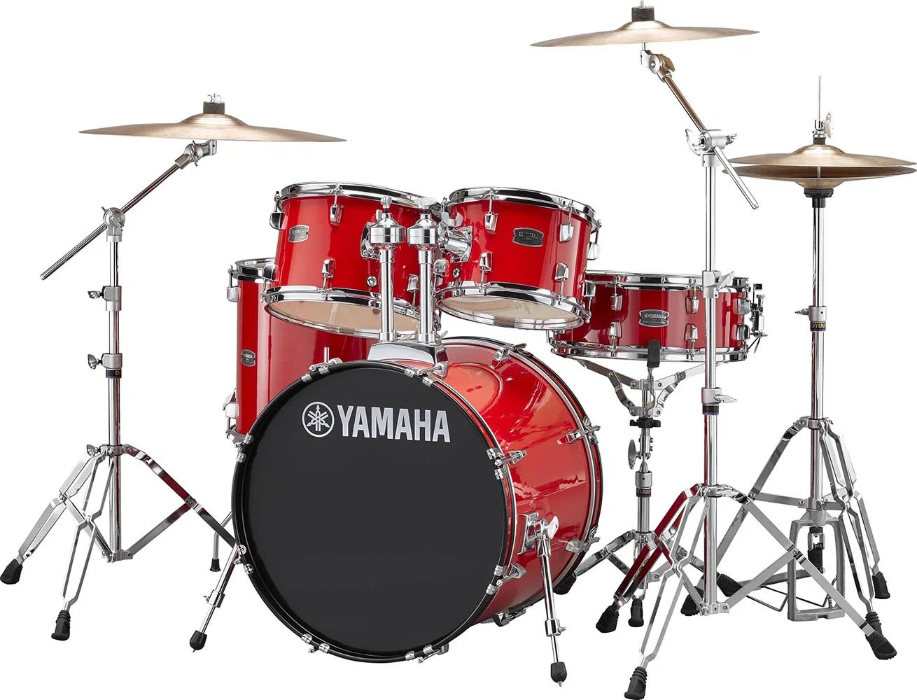 YAMAHA RDP2F5 RD CPSET RYDEEN BATERIA ACUSTICA CON HERRAJES Y PLATOS HOT RED